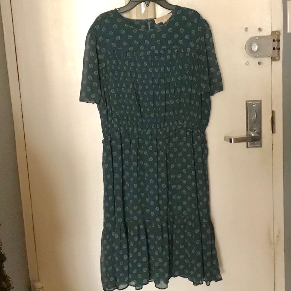 Foulard Print elastic waist dress